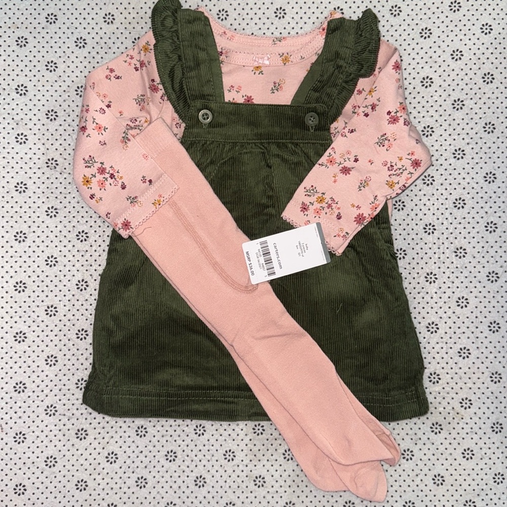 🛍NWT 🛍 CUTE LITTLE GIRLS 3 PIECE CORDUROY DRESS SIZE 6 MONTHS